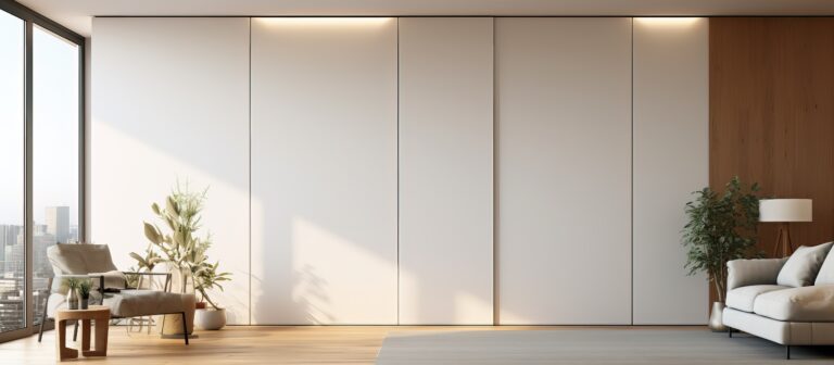 Modern apartment with a sleek white closet and plenty of natural light